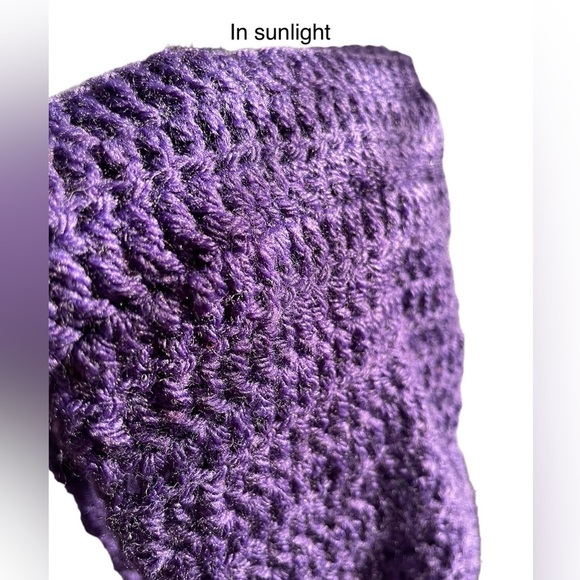 Handmade Crochet Infinity Solid Purple Scarf NWOT - Picture 7 of 10
